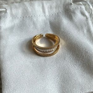 Cubic zirconia Adjustable Ring | Gold